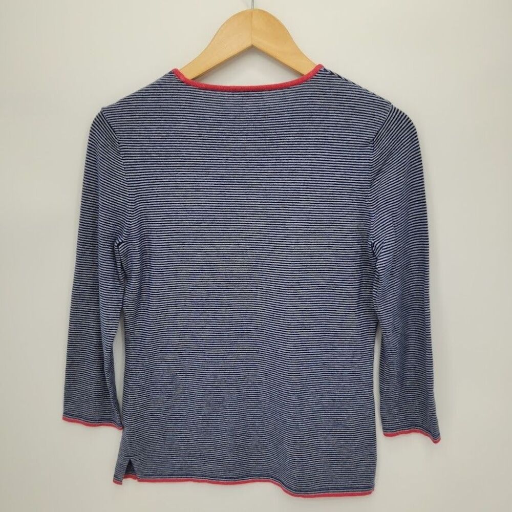 J. McLaughlin Women's 3/4 Sleeve Striped Knit Sweater Lightweight Size Small - Picture 2 of 4